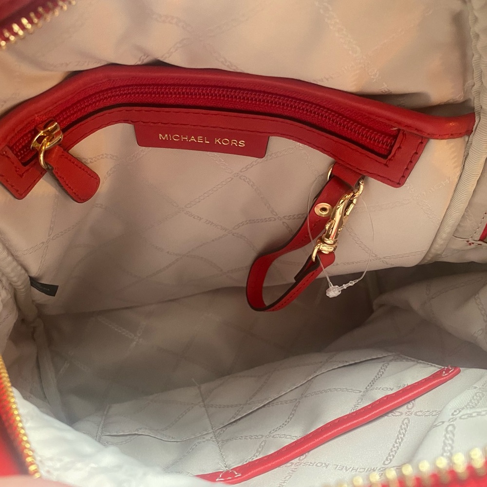 NWOT Michael Kors Rhea Studded backpack Bright Red - Picture 4 of 15